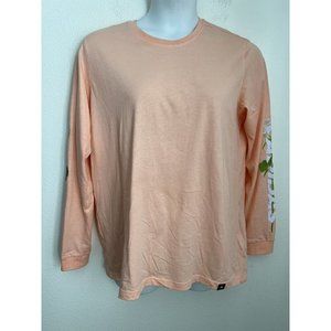 ADIDAS Long Sleeve Peach Shirt Women Size XL  Floral Rose Women Logo